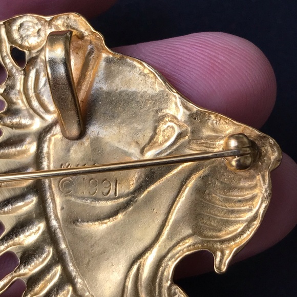 VTG MMA Gold Persian Roaring Lion Pendant & Brooch - Picture 9 of 9